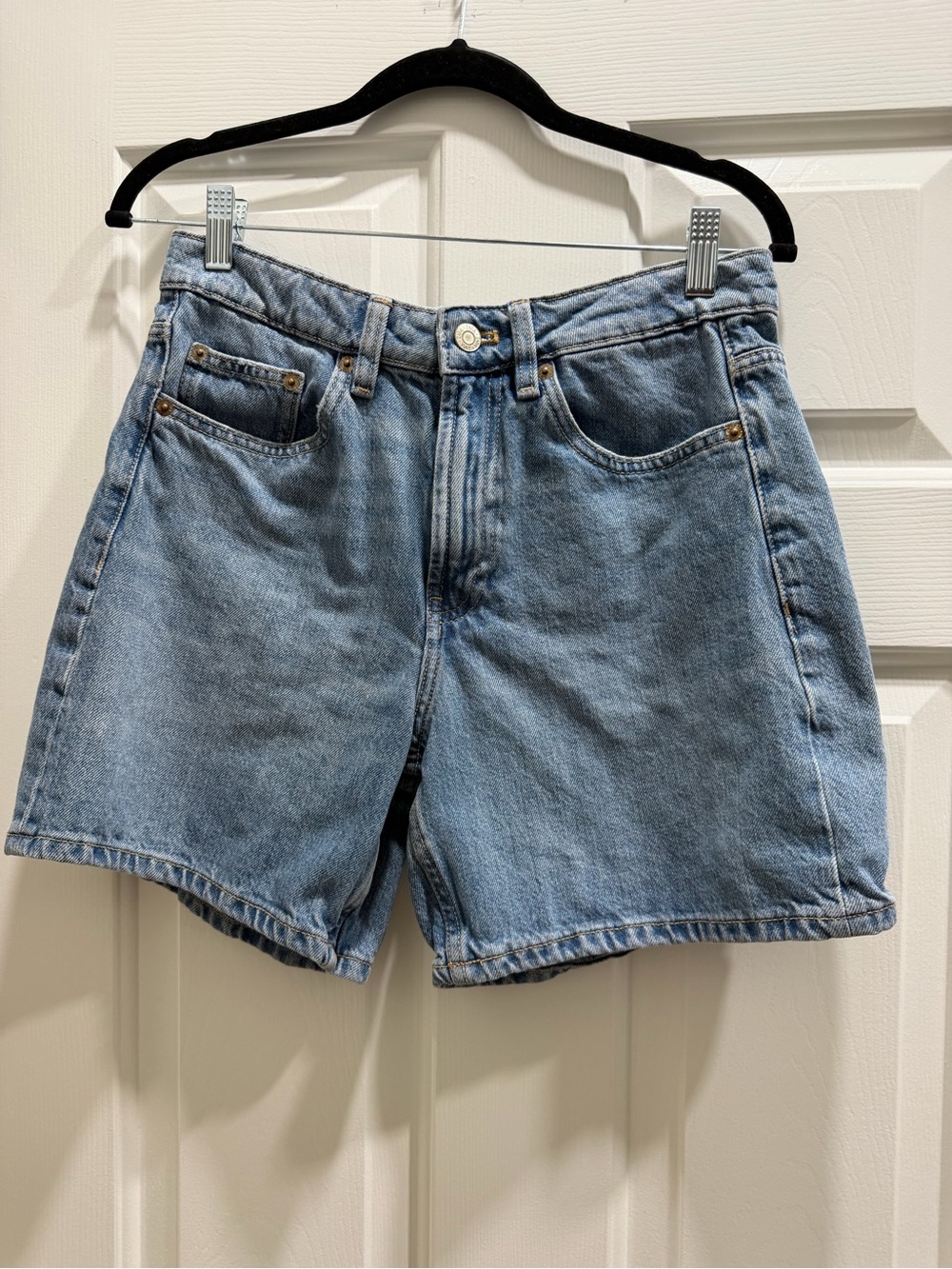 Zara TRF Mid rise Light Blue Denim Shorts